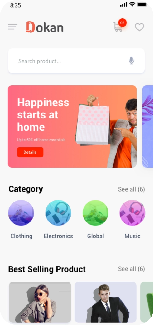 Dokan Multivendor Plugin Mobile App Home Page