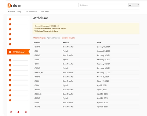 Easy Withdrawal System for <br>Vendors
