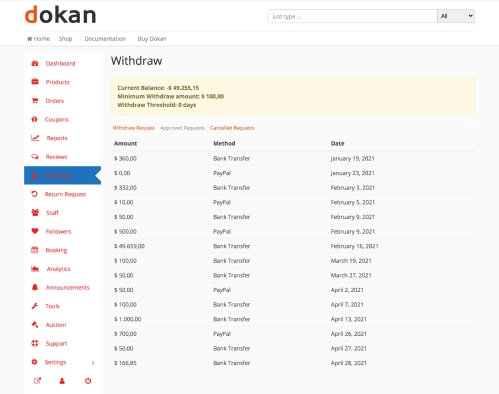 Easy Withdrawal System <br>for Vendors