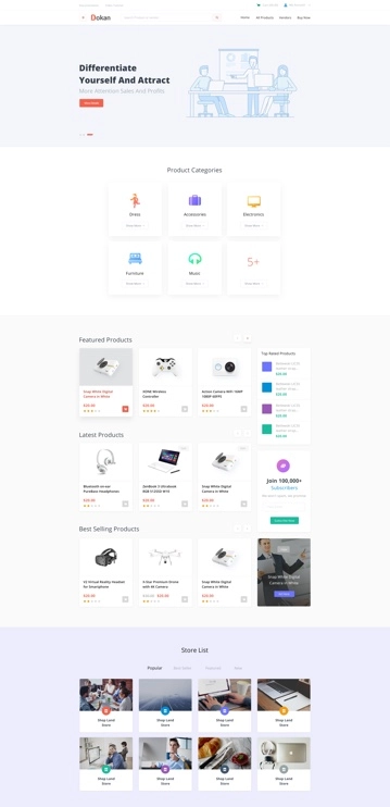 home page dokan theme design